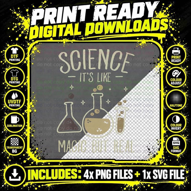 Science Its Like Magic but Real Design Geek Geometry Png SVG Digital Bundle