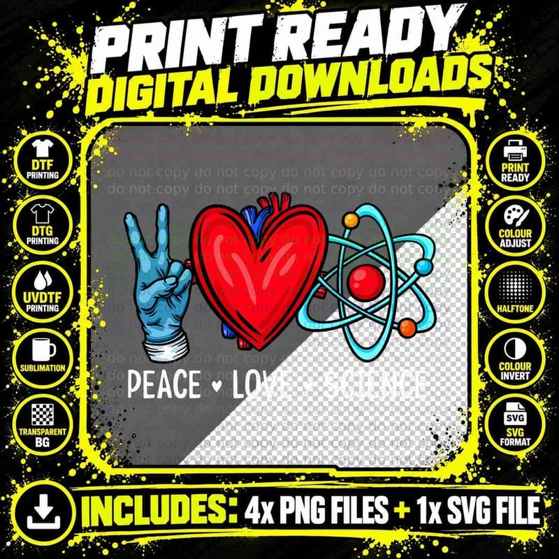 Science Lover, Physics, Biology, Chemistry Png SVG Digital Bundle