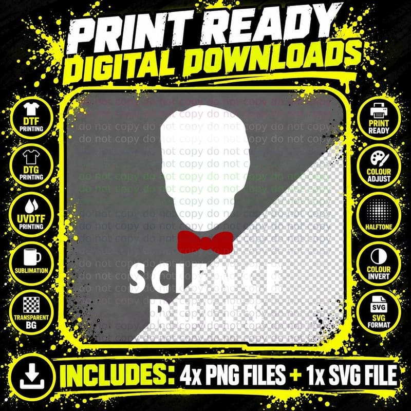 Science Rules Silhouette T-Shirt, Science Theme Png SVG Digital Bundle