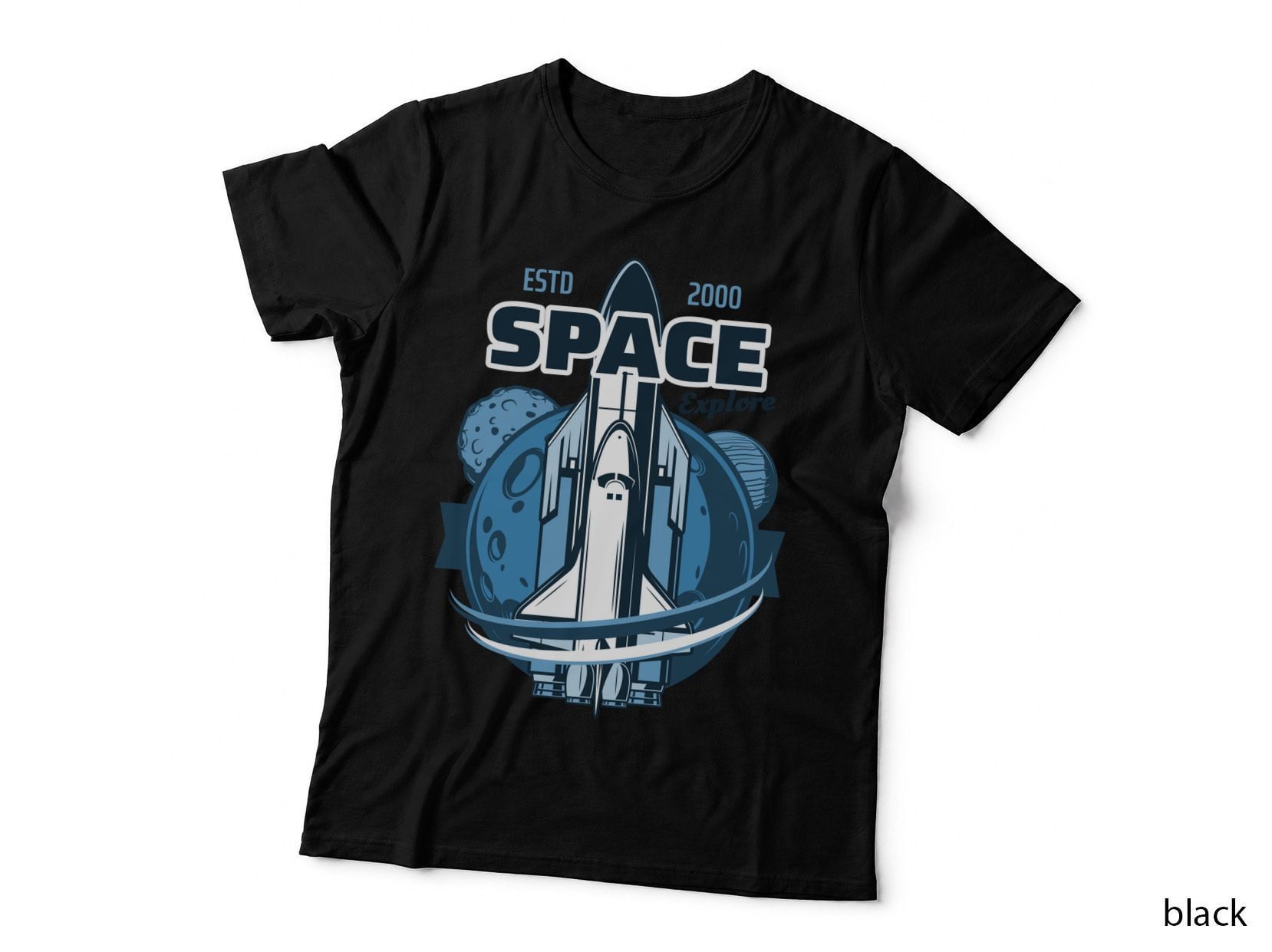Space Rocket Explore Estd 2000 Ship Planet Blue Exploration T-Shirt