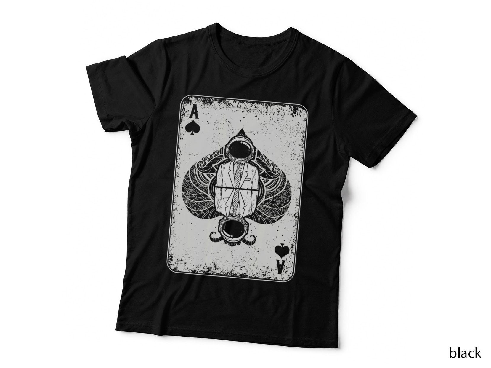 Spades Playing Card Poker Lucky Astronaut Gambling Casino T-Shirt