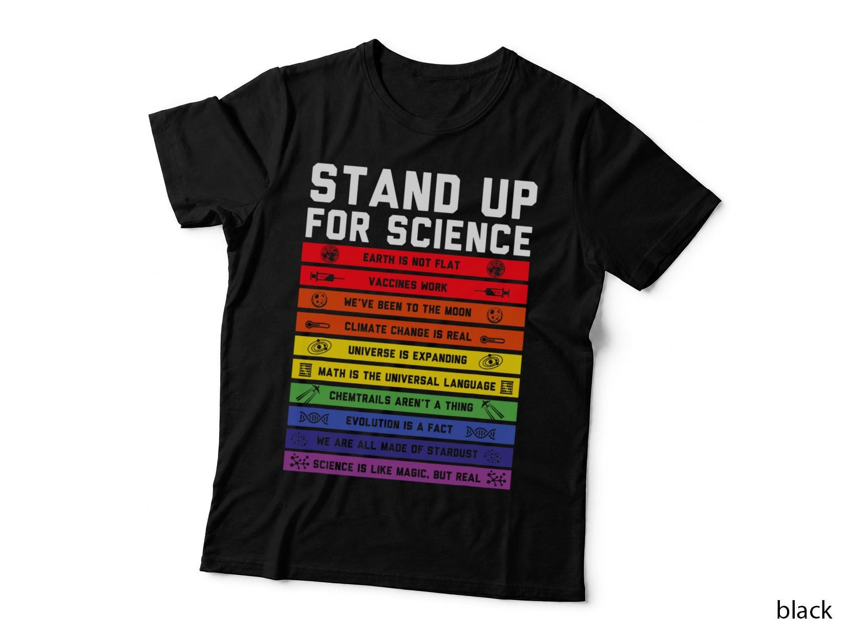 Stand up for Science Flat Earth Conspiracy T-Shirt