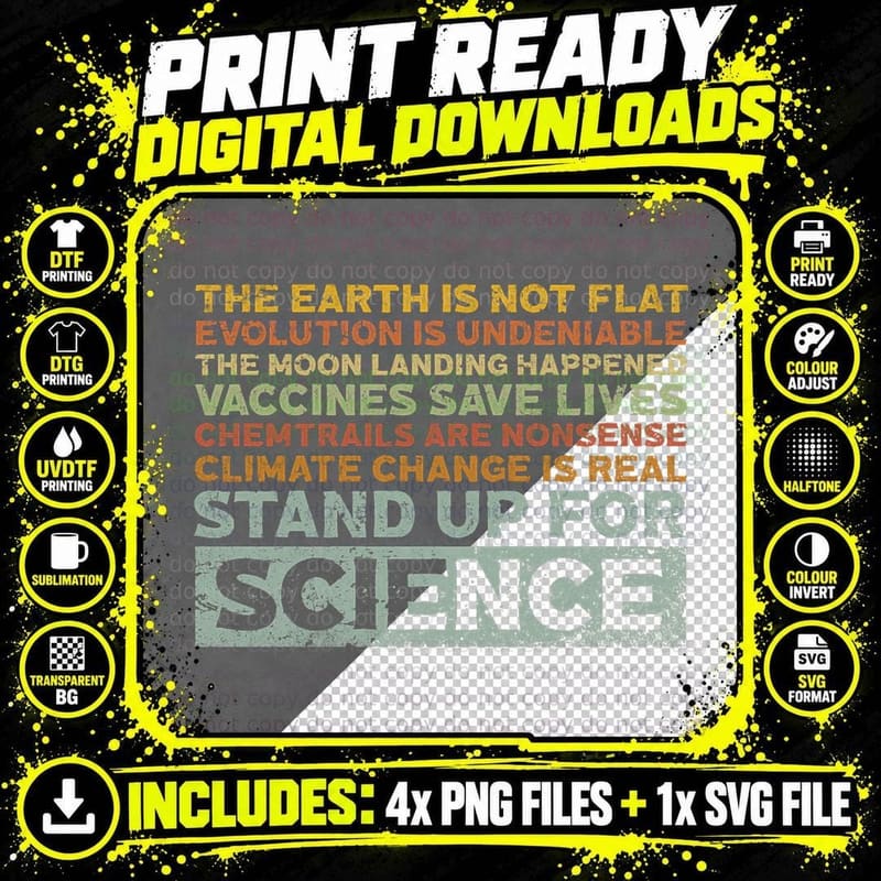 Stand up for Science T-Shirt Png SVG Digital Bundle