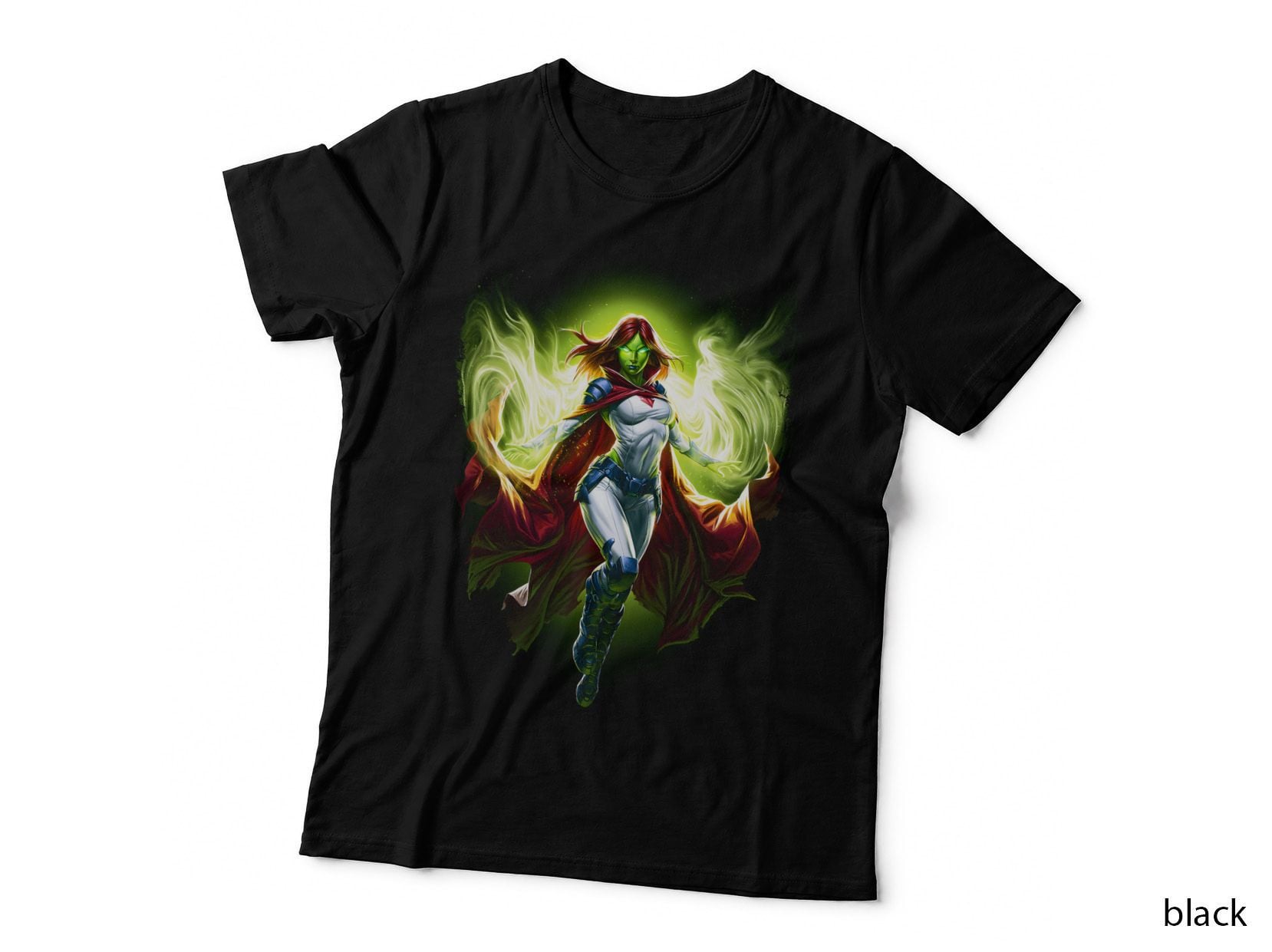 Starfire T-Shirt, Halftone Alien Fire Heroine Graphic Tee, Comic Hero Shirt