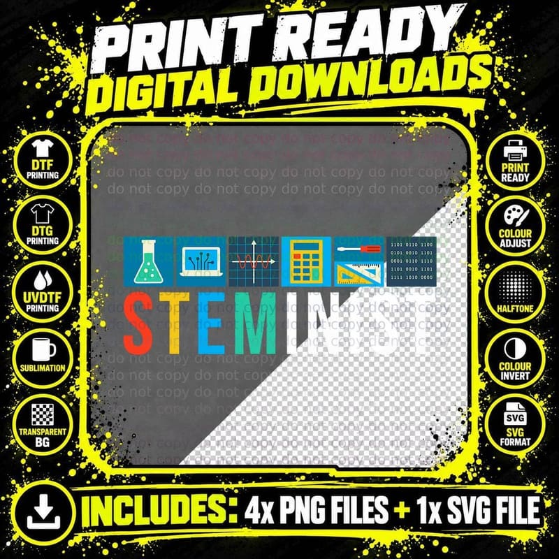 Steminist Science Technology Engineering Math STEM Png SVG Digital Bundle