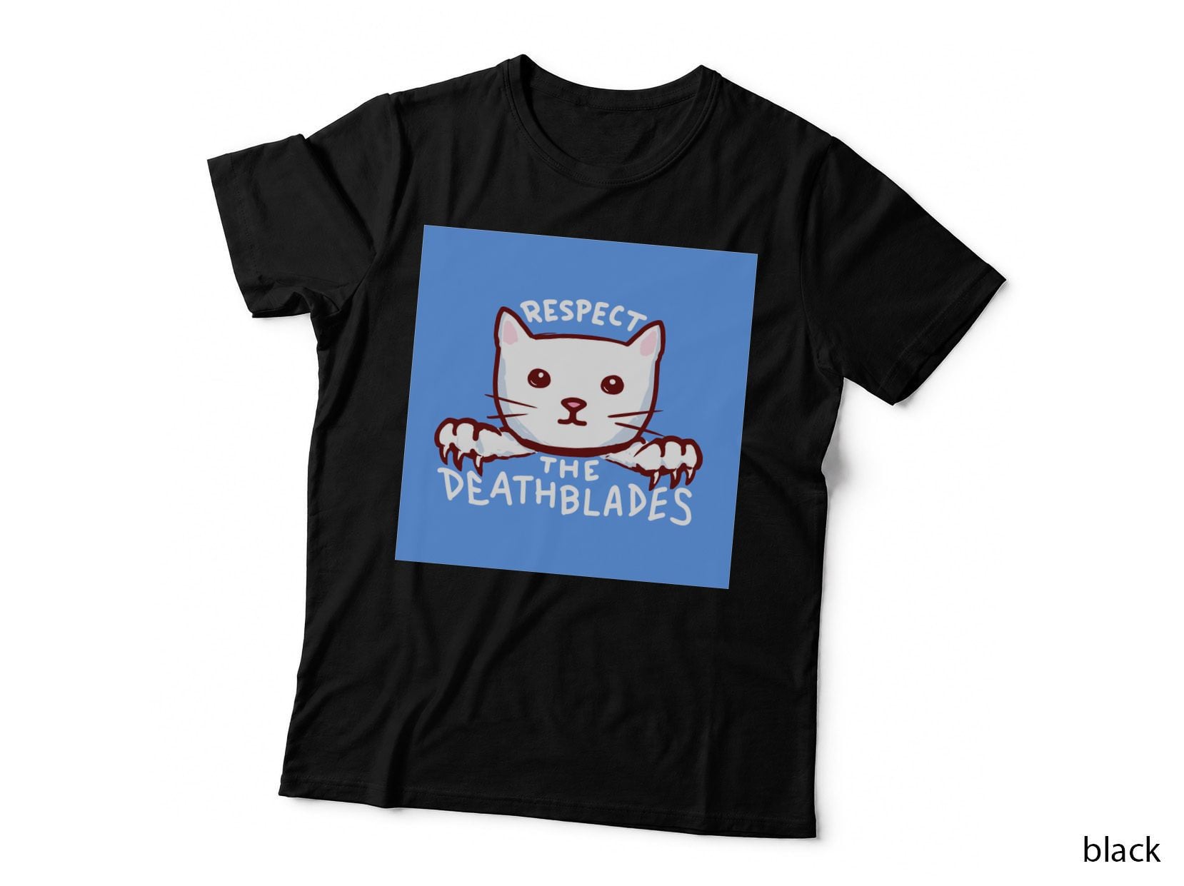 Strange Planet Respect THE DEATH Blades ON BLUE Background T-Shirt
