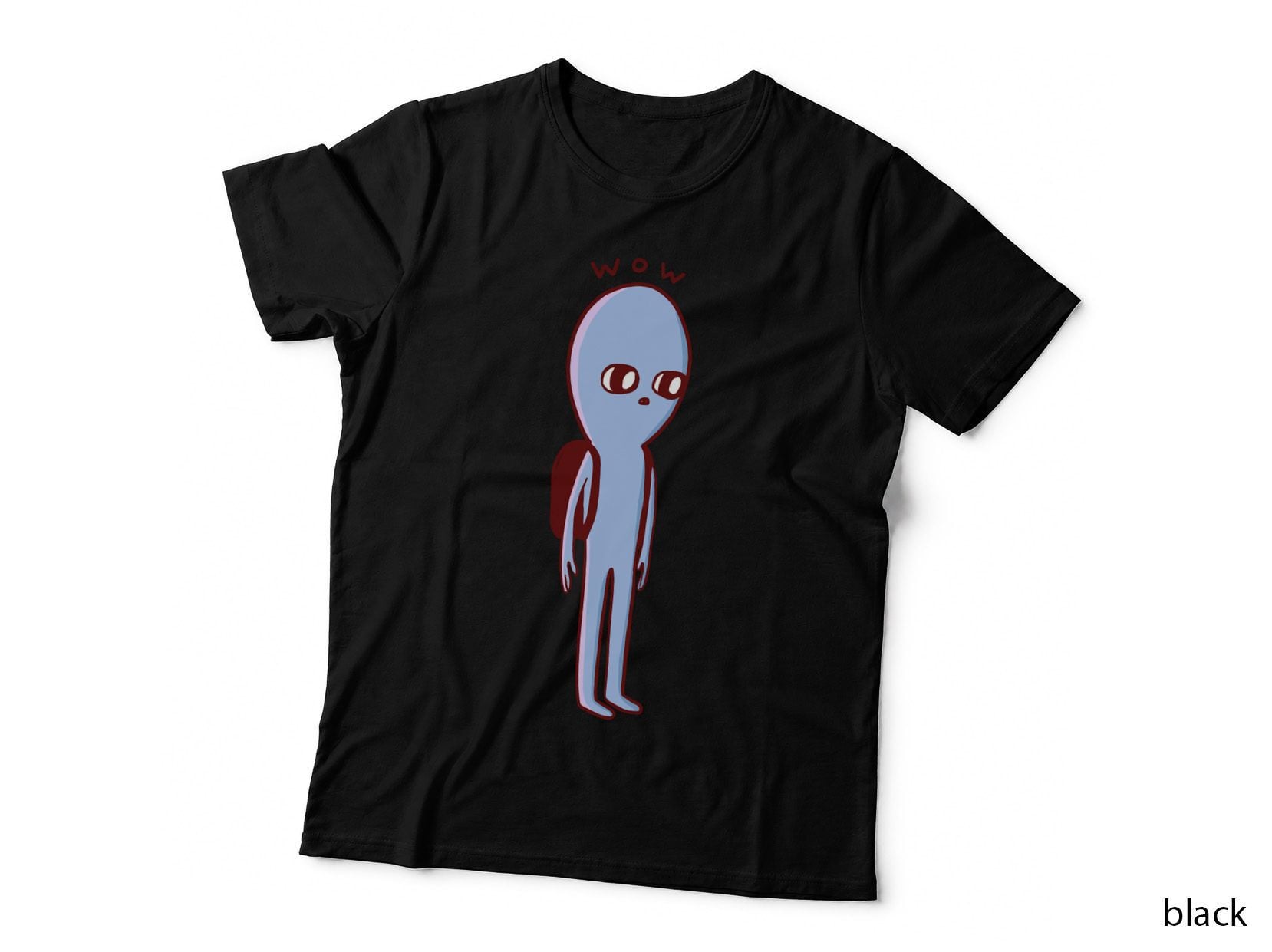 Strange Planet WOW BLACK Lettering T-Shirt