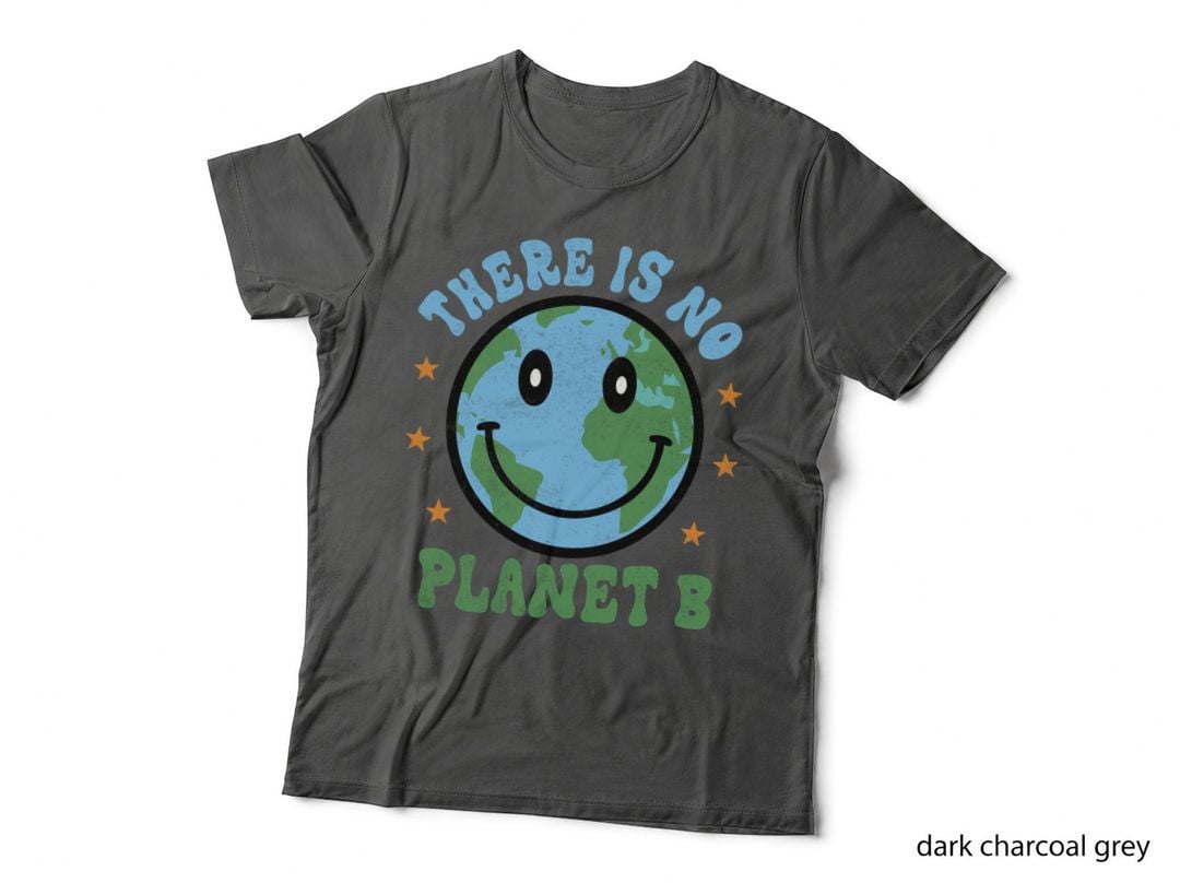 There Is No Planet B Earth Day T-Shirt, Smiling Earth with Stars Graphic Tee