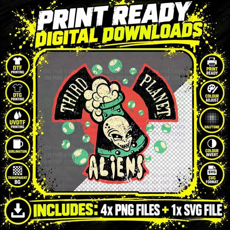 Third Planet Aliens T-Shirt Png SVG Digital Bundle