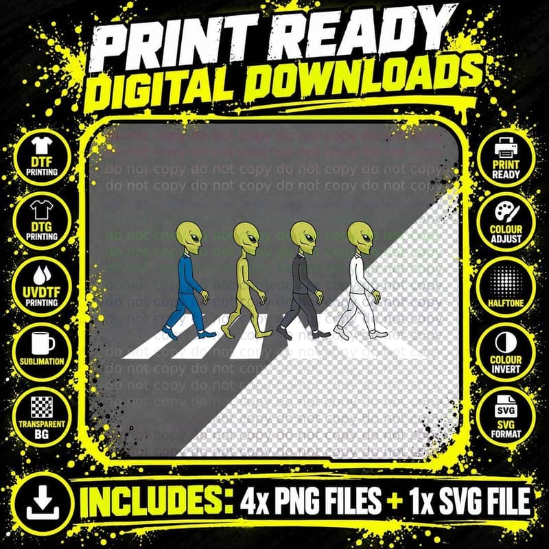 UFO Extraterrestrial Crossing Alien T-Shirt Png SVG Digital Bundle