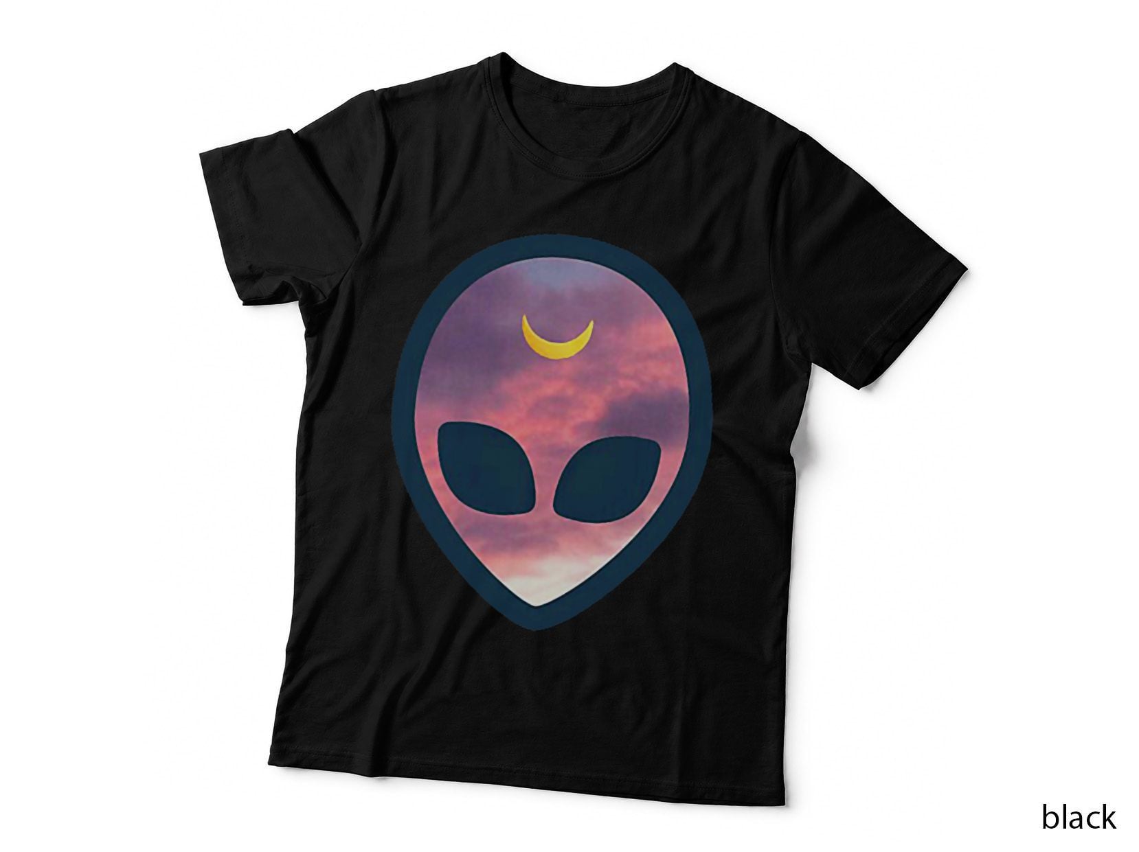 UFO Shirt Galaxy Alien Pocket Cute Head Moon Lunar T Shirt