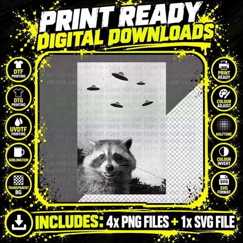 Ufo Raccoon Alien Raccoon Alien Ufo Raccoon Lovers Png SVG Digital Bundle