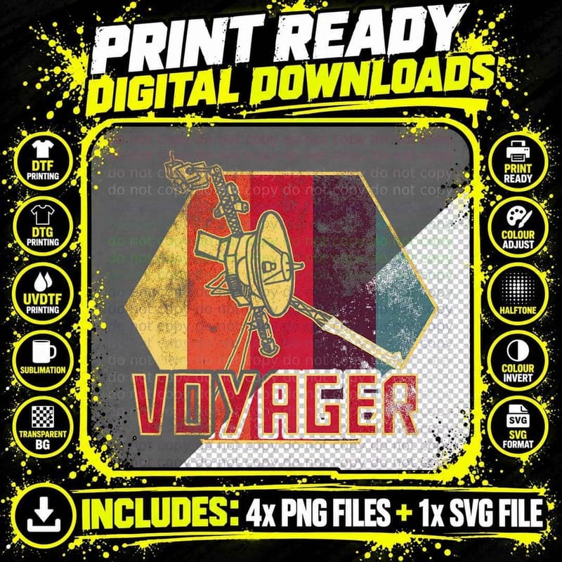 Voyager 1 & 2 Space Probe Spacecraft Solar System Png SVG Digital Bundle