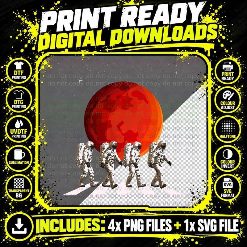 Walking Astronauts - Spaceman Planets Space Galaxy Png SVG Digital Bundle