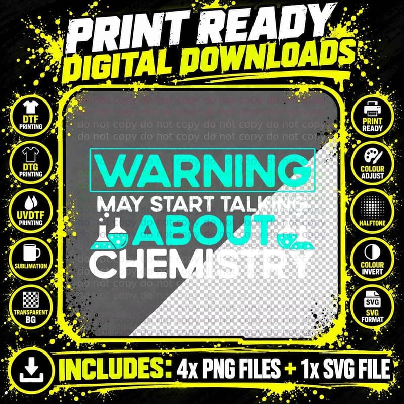 Warning May Start Talking About Chemistry Chemist Png SVG Digital Bundle