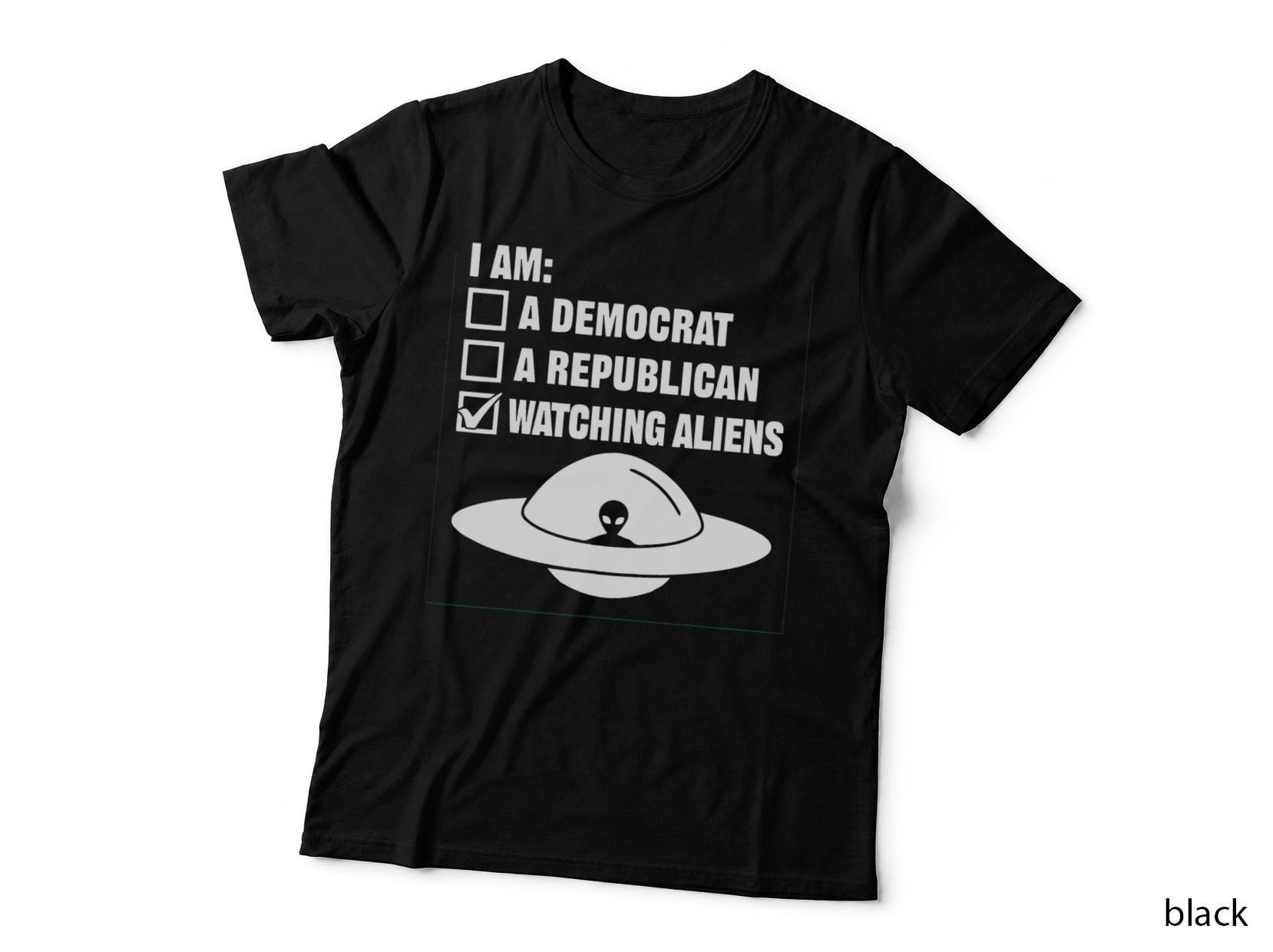 Watching Aliens - UFO Space Ship Extraterrestrial Alien T-Shirt