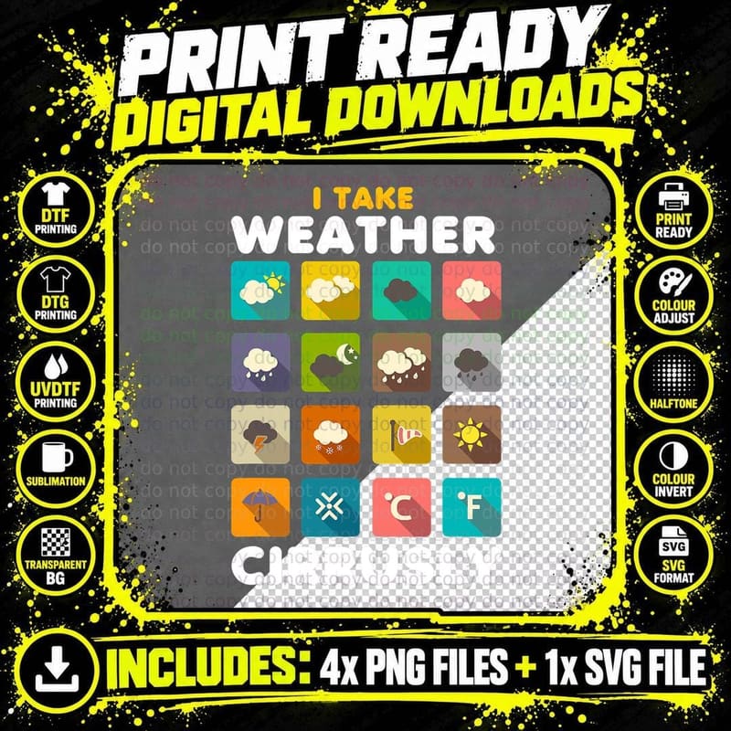 Weather Forecast Icon T-Shirt, Weather Science Print Png SVG Digital Bundle