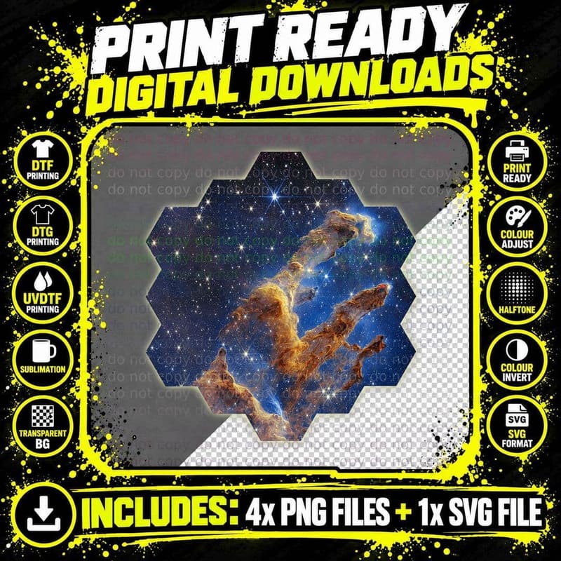 Webb Space Telescope Image Pillars of Creation New Star Png SVG Digital Bundle