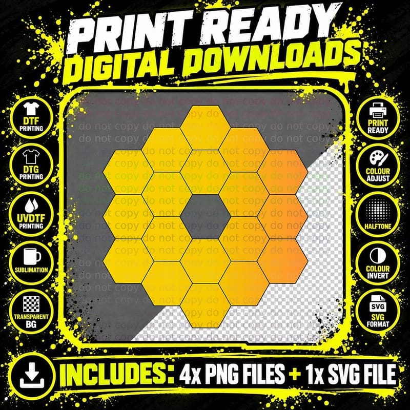 Webb Space Telescope Mirror Design Science Universe JWST Png SVG Digital Bundle
