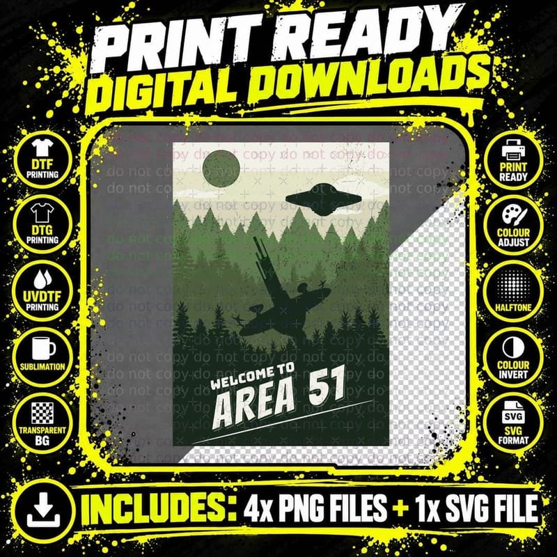 Welcome to Area 51 Vegas Flying Saucers & UFO T-Shirt Png SVG Digital Bundle