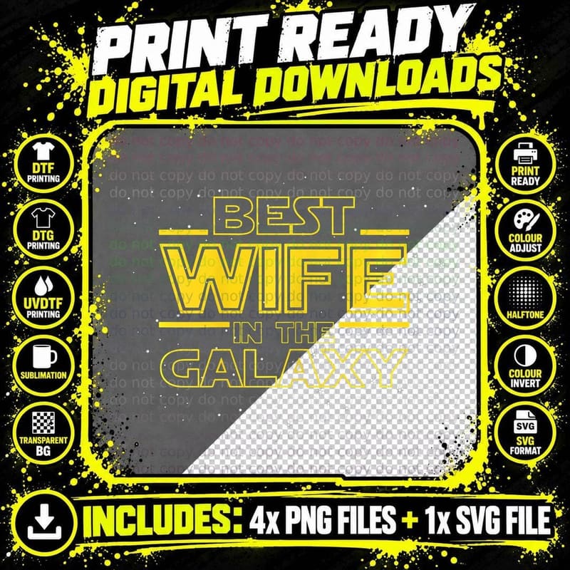 Wife, Best Wife in Galaxy T-Shirt Png SVG Digital Bundle