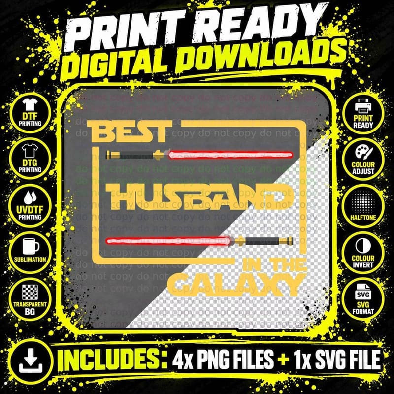 Anniversary Gift Best Husband in Galaxy Husband T-Shirt Png SVG Digital Bundle
