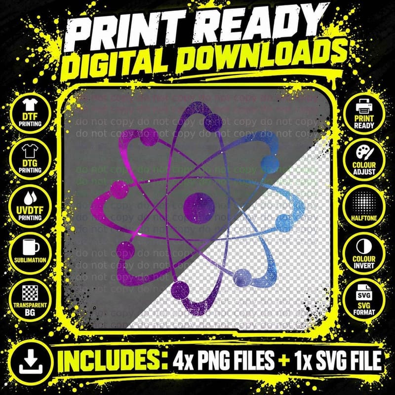 Atom Physics Scientist Nerd Gift Physics T-Shirt Png SVG Digital Bundle