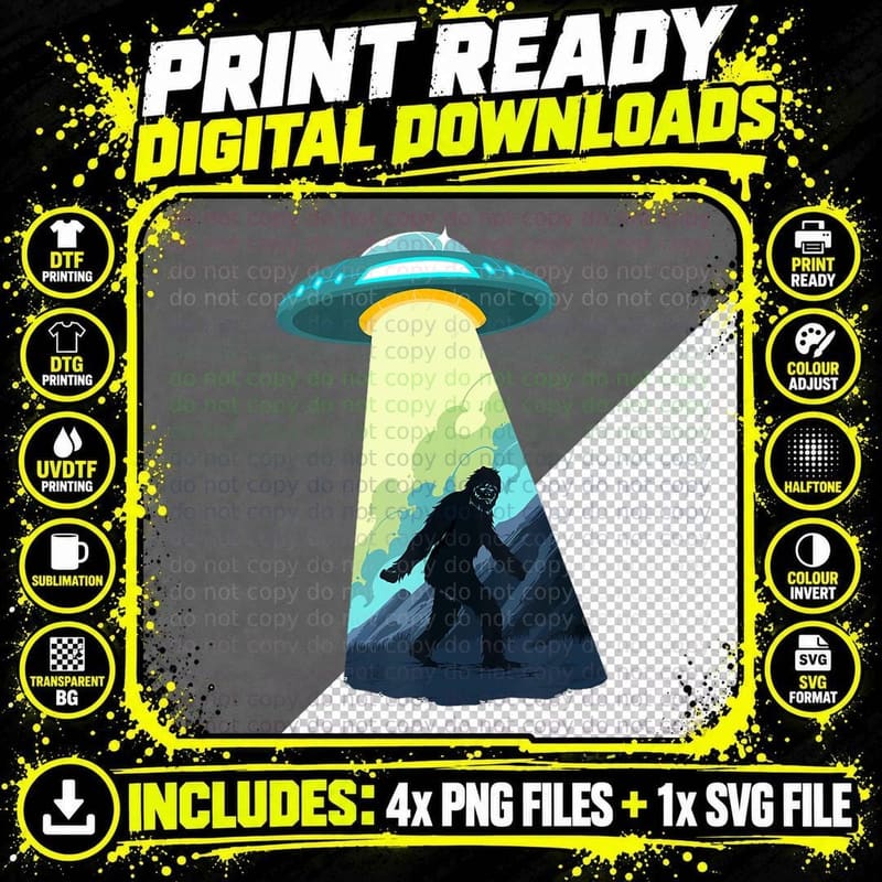 Bigfoot Is an Alien from a UFO Sasquatch Big Foot Png SVG Digital Bundle