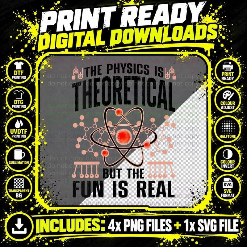 Cool Physics for Men Women Theoretical Physics Science Png SVG Digital Bundle