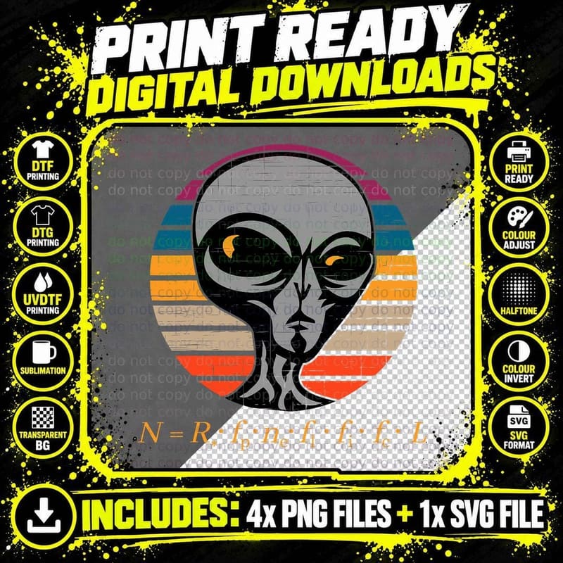 Fermi Paradox Drake Equation Aliens Physics Nerd UFO UAP Png SVG Digital Bundle