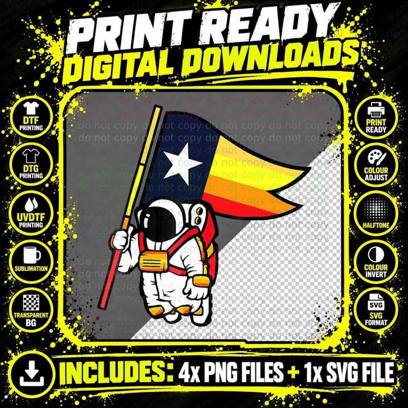 Houston Space City Astronaut Shirt T-Shirt Png SVG Digital Bundle