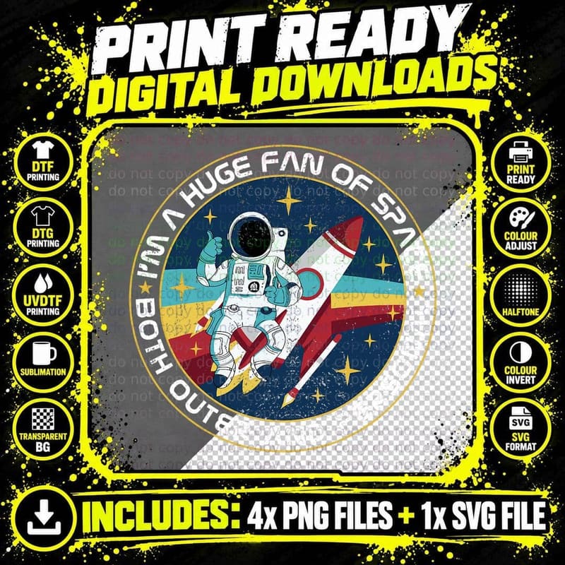 Huge Fan of Space Both Outer and Personal Science T-Shirt Png SVG Digital Bundle