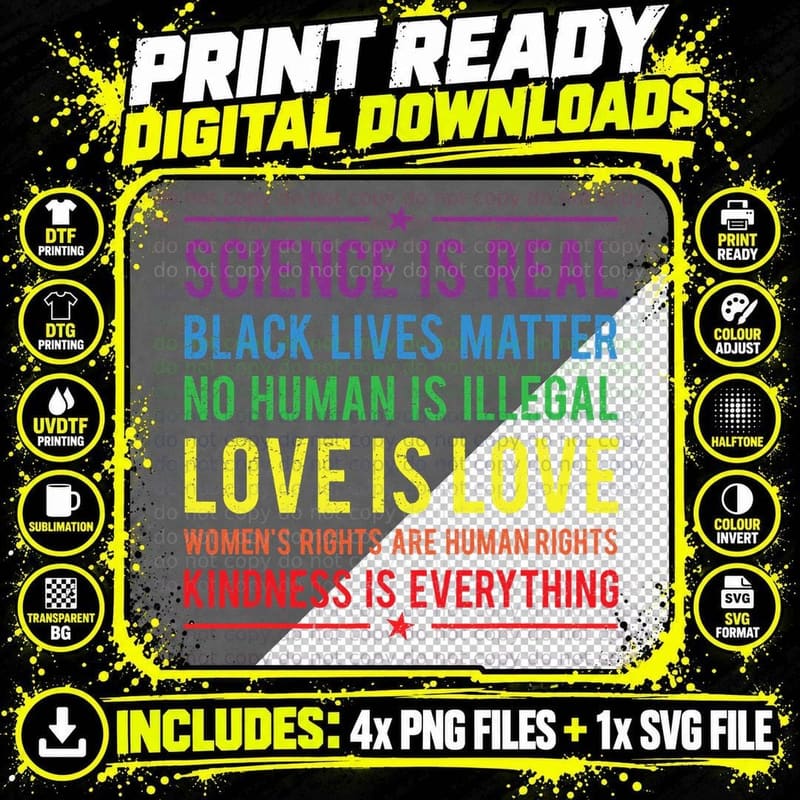 Kindness Is Everything Science Is Real Png SVG Digital Bundle