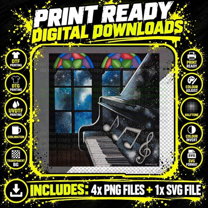 Music Galaxy Premium Scoop T-Shirt Png SVG Digital Bundle
