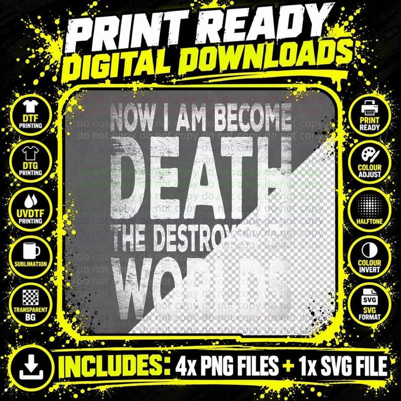 Now I Am Become Death the Destroyer of Worlds Physics Png SVG Digital Bundle