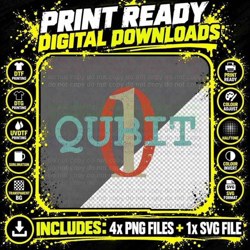 Qubit Gift Quantum Entanglement Computer Physics Png SVG Digital Bundle