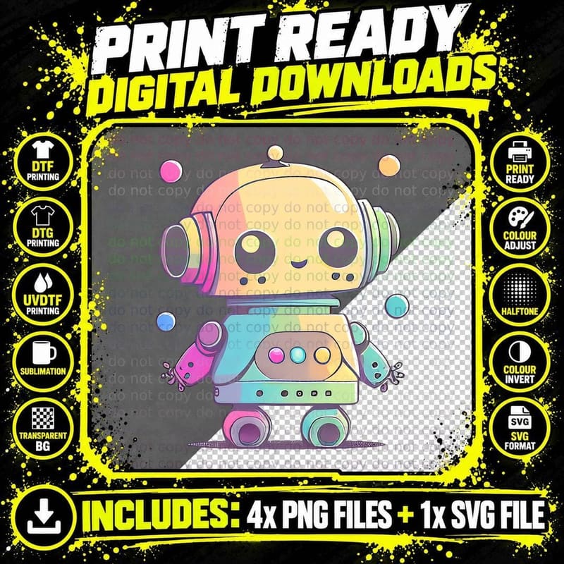 Robot Robotics Science Coding Robots Kids Toddler Boys Png SVG Digital Bundle