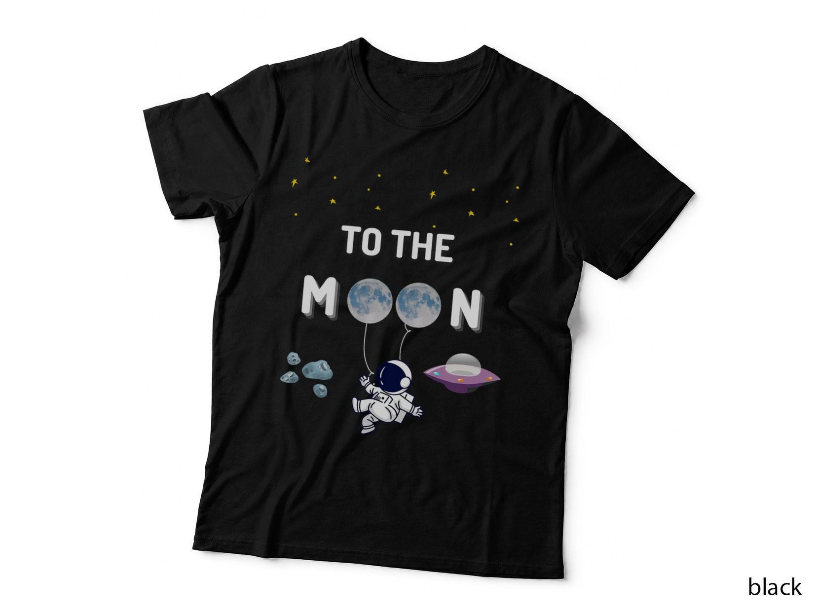 TO THE MOON Astronaut in Space with Stars and Spaceship T-Shirt