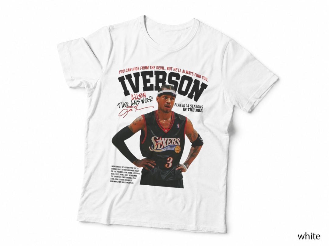 Allen Iverson the Answer You Can Hide from the Devil but Black Red Text T-Shirt