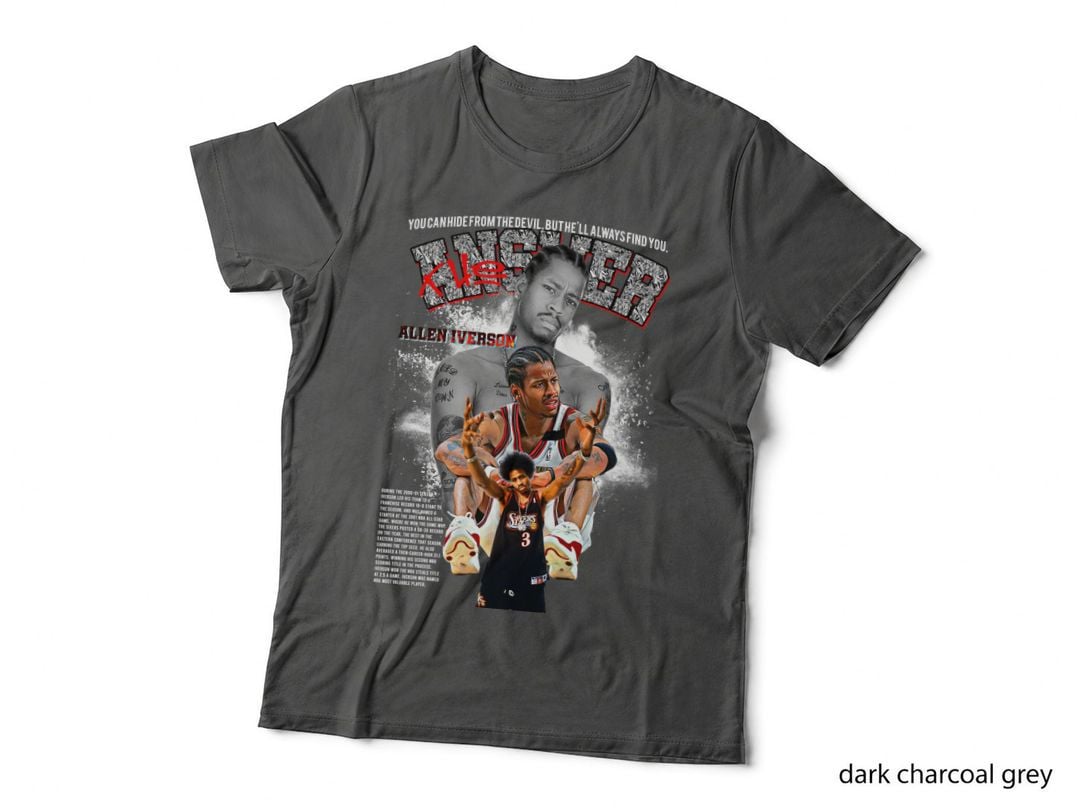 Allen Iverson the Answer You Can Hide from the Devil but White Grey Text T-Shirt
