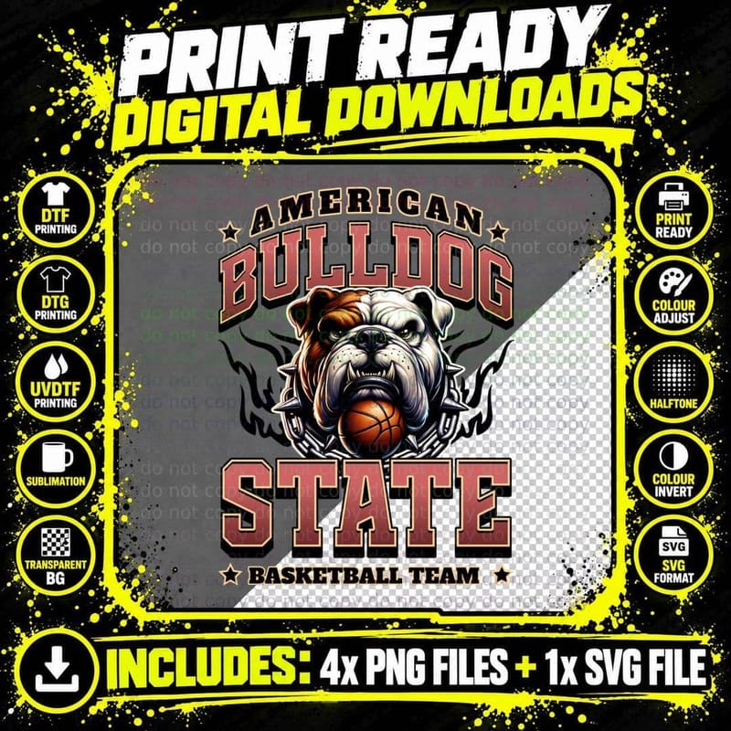 American Bulldog State Basketball T-Shirt Png SVG Digital Bundle