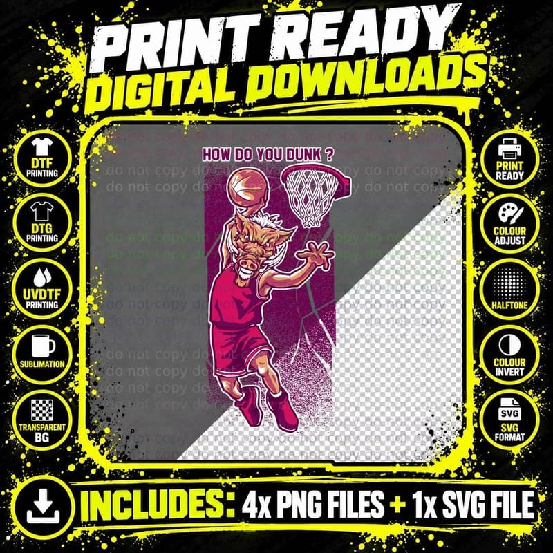 Basketball Dunk Girl How Do You Female Player Pink Png SVG Digital Bundle