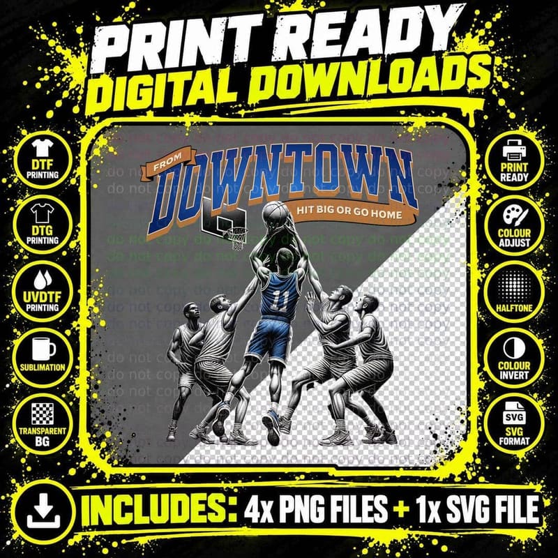 Basketball Rebound Scene from Downtown Hit Big or Go Png SVG Digital Bundle