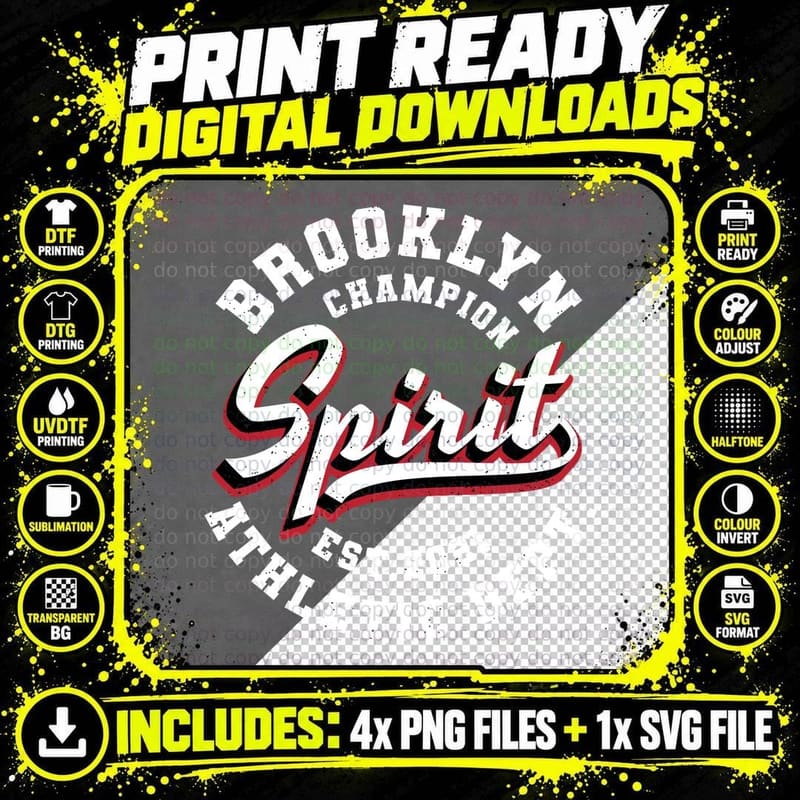 Brooklyn Champion Spirit Est.2031 Athletic Dept Vintage Png SVG Digital Bundle