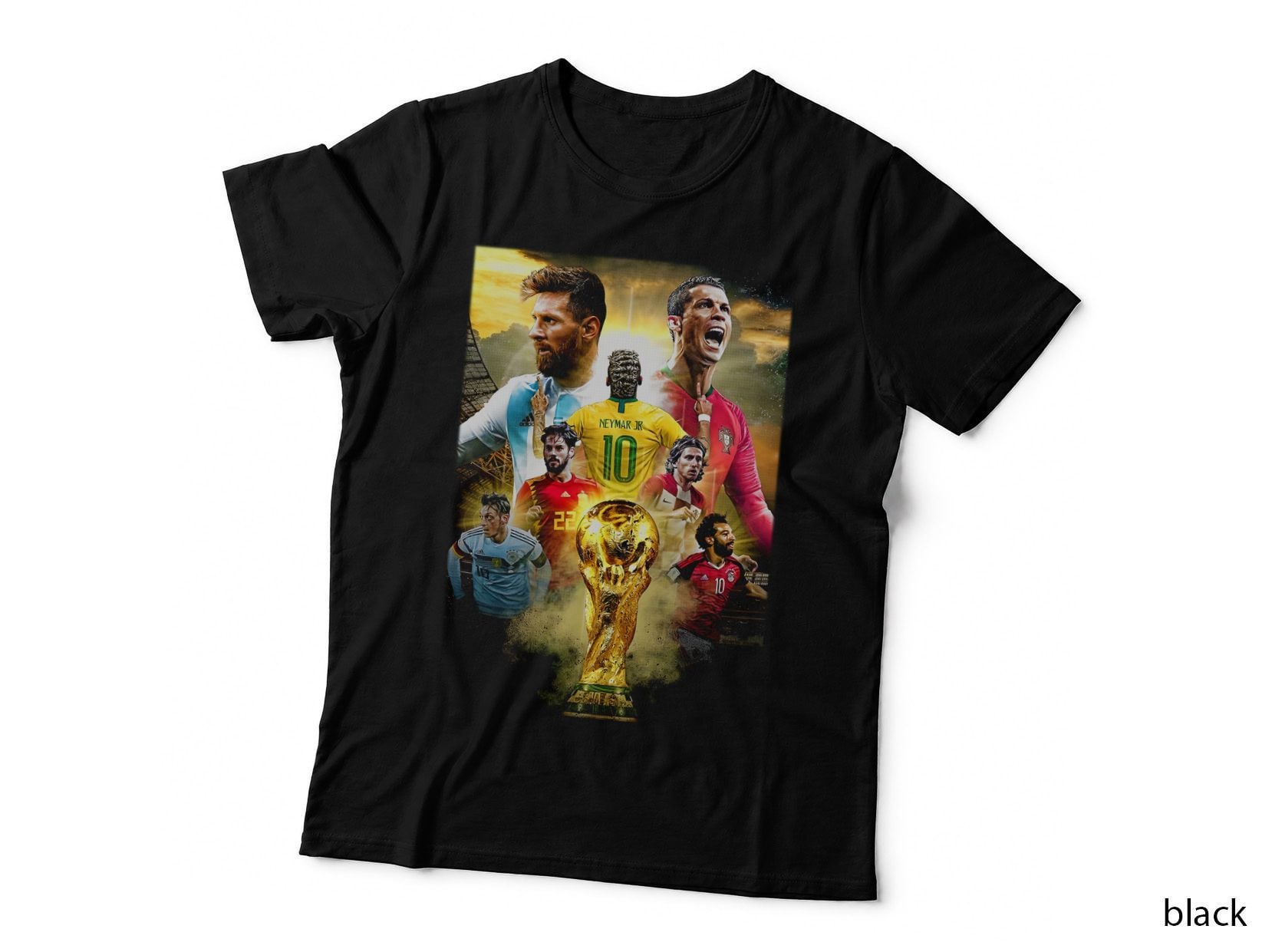Cartoon Neymar Soccer Football Sports Player Trophy Gold T-Shirt