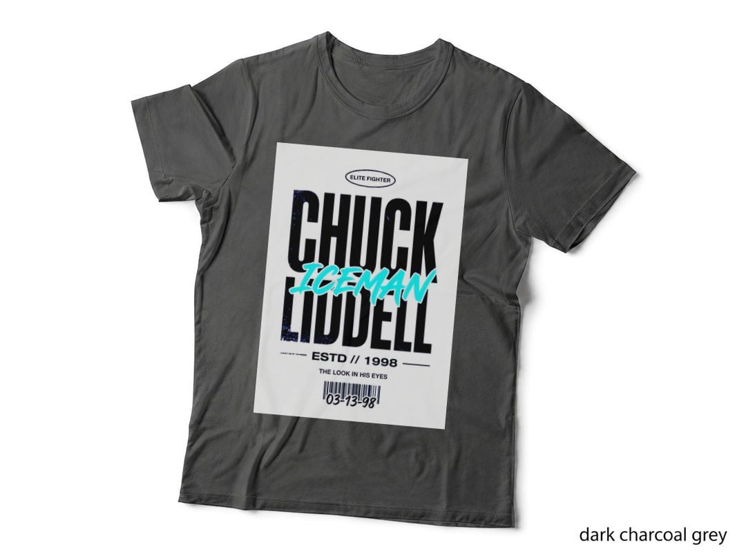 Chuck Liddell Elite Fighter Iceman Estd 1998 the Look in Vintage Badge T-Shirt