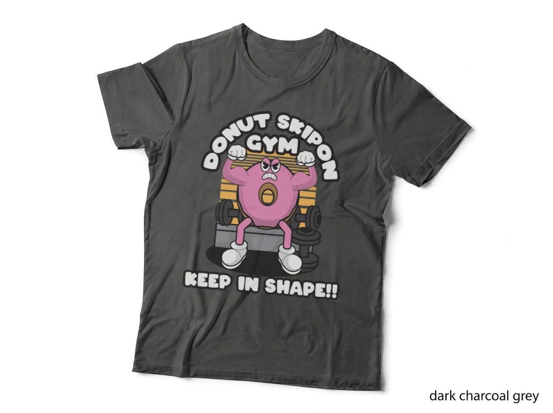 Donut Ski Gym Side Keep in Shape Character Pink Pop Art T-Shirt
