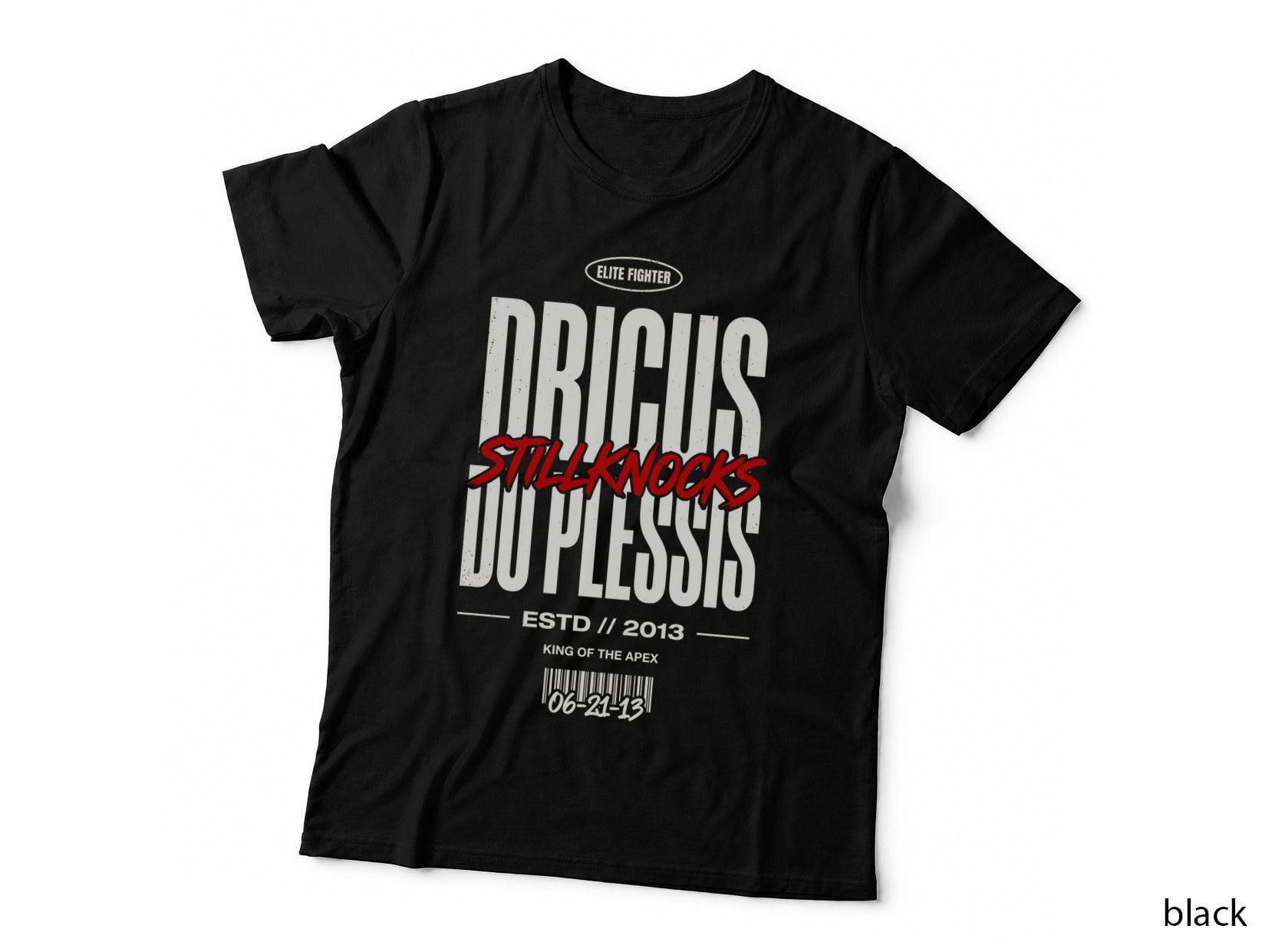 Dricus Du Plessis Stillknocks Distressed Vintage MMA Badge Tee Red Script