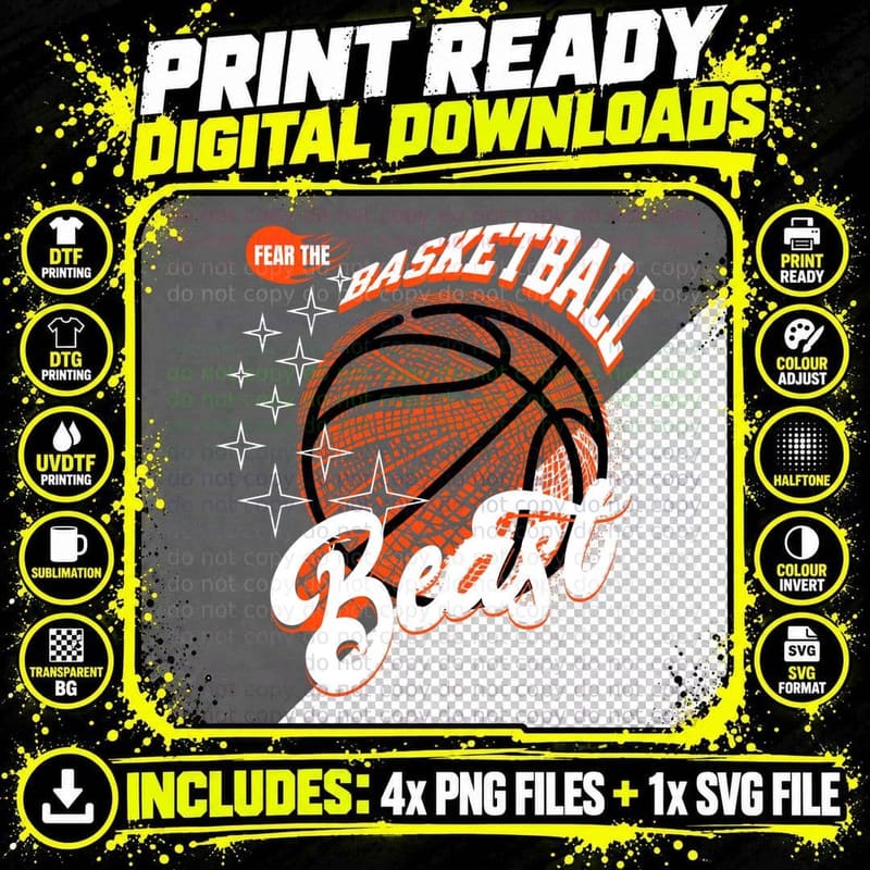 Fear the Basketball Beast T-Shirt Png SVG Digital Bundle
