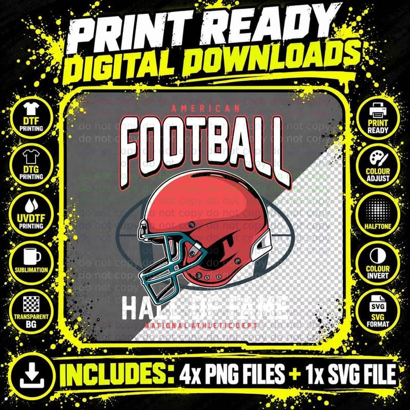 Football Hall of Fame American of Astro Edition Helmet Png SVG Digital Bundle